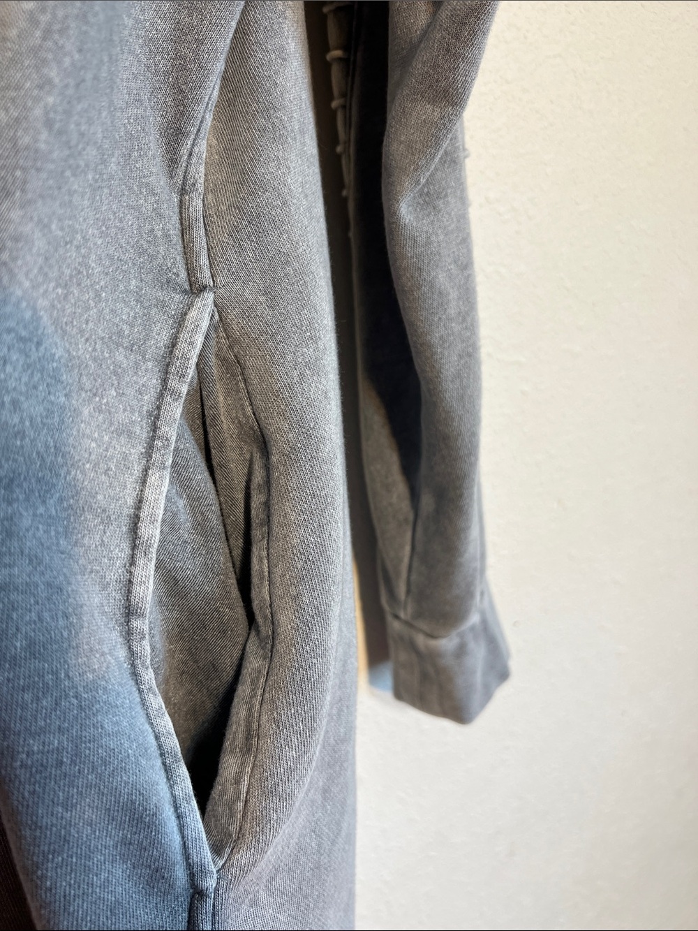 H&M Divided Washed Gray Asymmetrical Zip Up Hooded Jacket Grunge Moto Size XL - Picture 8 of 12
